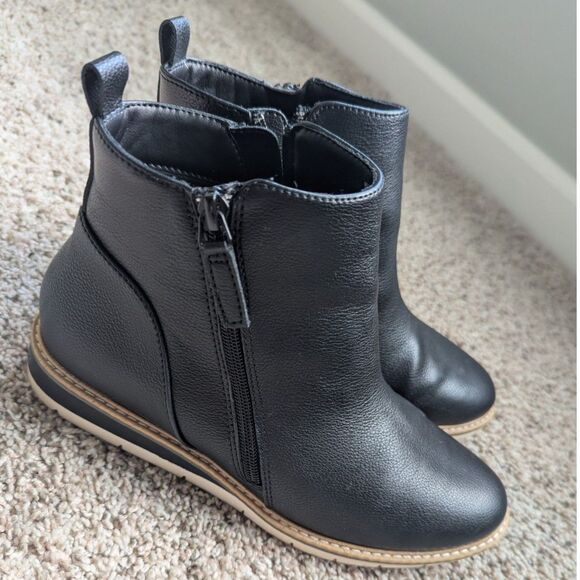 Me Too Black Wedge Ankle Boots | Women’s 7.5 | Vegan Leather Zip Booties - Picture 3 of 8